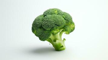 ai genererad broccoli på vit bakgrund. grönsak, hälsa, friska, vegetarian, färsk foto