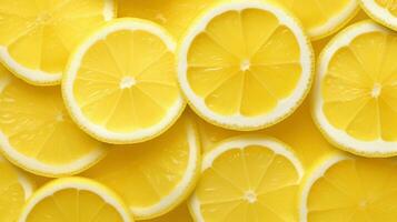 ai genererad färsk citron- skivor bakgrund. friska, friska liv, frukt, gul foto