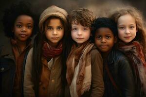 ai genererad mångfald etnisk barn foto