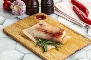 rå torsk fisk biff för matlagning foto