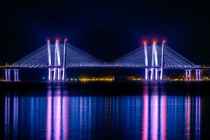 ny tappan zee bro på natt foto