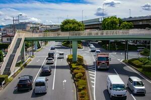 en trafik sylt på de stadens centrum gata i takashimadaira tokyo foto