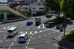 en trafik sylt på de stadens centrum gata i takashimadaira tokyo foto