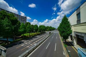 ett tömma stadens centrum gata i takashimadaira tokyo bred skott foto