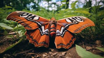 ai genererad Foto av atlas fjäril på en jord. generativ ai