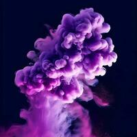 ai genererad en fantastisk bit av lila rök på en mörk bakgrund foto