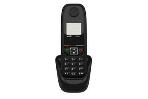 3d tolkning svart sladdlös telefon isolerat på vit bakgrund foto