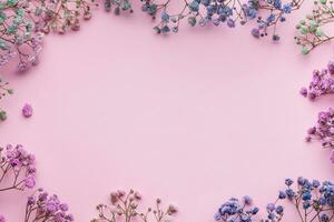 färgad Gypsophila blommor på rosa bakgrund foto