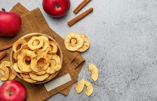 torkades äpple pommes frites foto