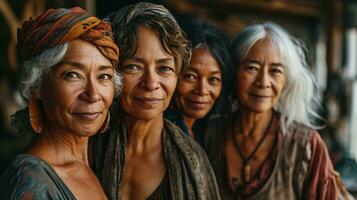 ai genererad olika generationer av kvinnor tillsammans i styrka och skönhet foto
