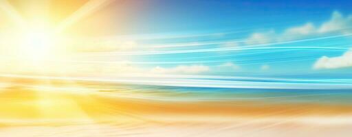 ai genererad abstrakt suddig solnedgång på strand med vibrerande ränder av Färg foto