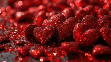 ai genererad röd hjärtan symboliserar kärlek och hjärtans dag foto