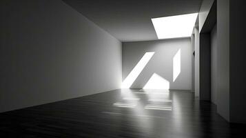 ai genererad modern interiör design med ljus och skuggor spela foto