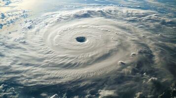 ai genererad antenn satellit se av en kraftfull tropisk cyklon foto