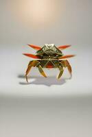 ai genererad origami krabba på ljus bakgrund foto