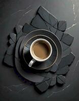 ai genererad chic svart espresso kopp uppsättning foto