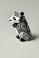 ai genererad origami panda på ljus bakgrund foto