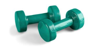 isolerat hantel begrepp. kondition Utrustning för Gym träna, styrka Träning, bodybuilding, och powerlifting foto