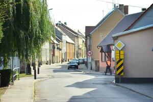 gammal stad byggnader i en små stad. foto