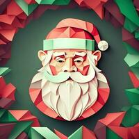 ai genererad en santa claus huvud i en polygonal ram foto