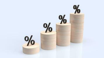 de procent trä bar Diagram för företag begrepp 3d tolkning. foto