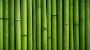 ai genererad grön bambu textur för interiör eller exteriör design, bambu staket textur bakgrund. foto