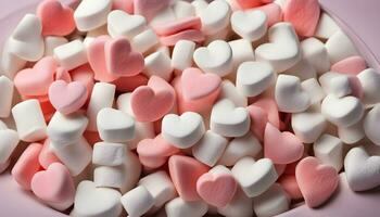 ai genererad en skål full av vit och rosa marshmallows foto