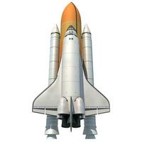 Plats shuttle på vit bakgrund, rymdskepp 3d tolkning foto