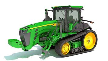 3d tolkning av bruka traktor modell på vit bakgrund foto