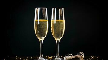 ai genererad glas av champagne för ny år eve firande foto