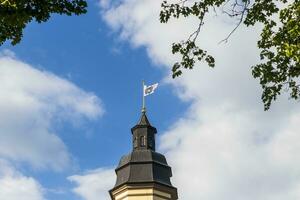 nesvizh, Vitryssland - 2023-08-23 - skott av de väl känna till arkitektonisk landmärke , radzwill slott. historia foto