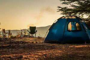 camping i skogen foto