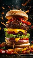 ai genererad Foto burger hamburgare ostburgare generator förbi ai