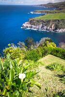 grön ö i de atlanten hav, sao miguel, Azorerna, portugal foto