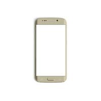 mobil telefon tömma visa med tom skärm isolerat på vit bakgrund för annonser- främre - vertikal - guld kopia foto