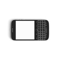 mobil telefon isolerat på vit skärm roterade foto