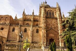 ett av de torn av de ny katedral av salamanca, spanien, unesco värld arv foto