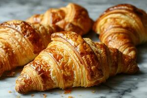 ai genererad stänga upp av en croissant foto