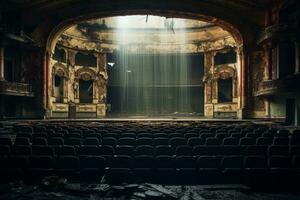 ai genererad isolerat gammal teater hall med oro atmosfär ai genererad foto