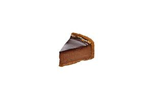 utsökt, färsk, ljuv choklad kaka med nötter skära in i skivor foto
