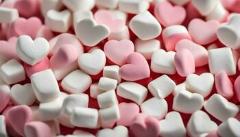 ai genererad en lugg av vit och rosa marshmallows foto