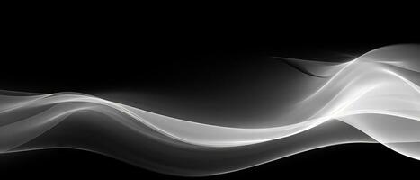 ai genererad dynamisk abstrakt illustration i svart och vit, visa upp strömmande kurvor och slät rader. foto