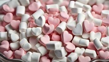 ai genererad en skål full av rosa och vit marshmallows foto