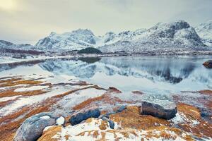 fjord i vinter, Norge foto