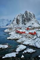 Hamnoy fiske by på lofoten öar, Norge foto