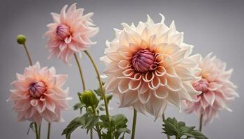 ai genererad dahlia blommor på grå bakgrund foto