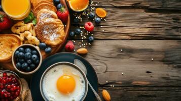 ai genererad frukost annons bakgrund med kopia Plats foto