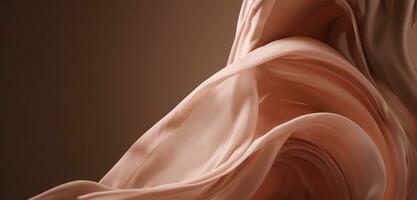 ai genererad silke satin persika trasa textil- tyg bakgrund textur foto