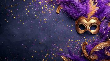 ai genererad beautuful mardi gras karneval bakgrund med kopia Plats foto