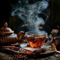 ai genererad rök te och kall te skål tillsammans te foto